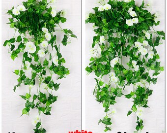 FANJIE Artificial Morning Glory Flower Vine Hanging Plant Fake Silk Home Wall Garland Decor FANJIE Artificial Morning Glory Flower Vine Hanging Plant Fake Silk Home Wall Garland Decor