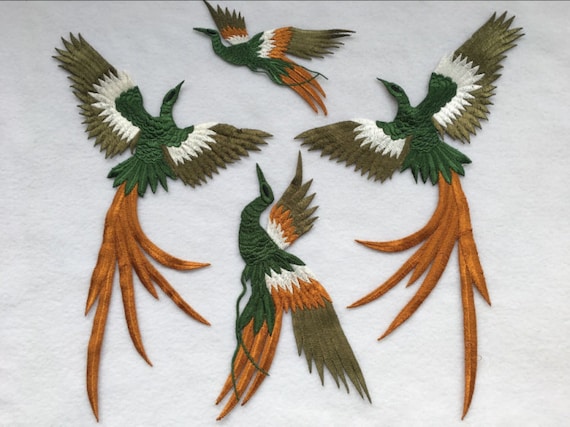 4 Pieces Set Iron-on Phoenix Bird Applique Patch,fashion Bird Embroidered Appliques  for Clothes,dress,clothes Hole Repair Patch 