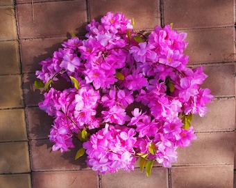 Artificiale fiori di ciliegio Vite decorazione appesa per la decorazione della parete di casa, fiore artificiale pesca Vite per matrimonio
