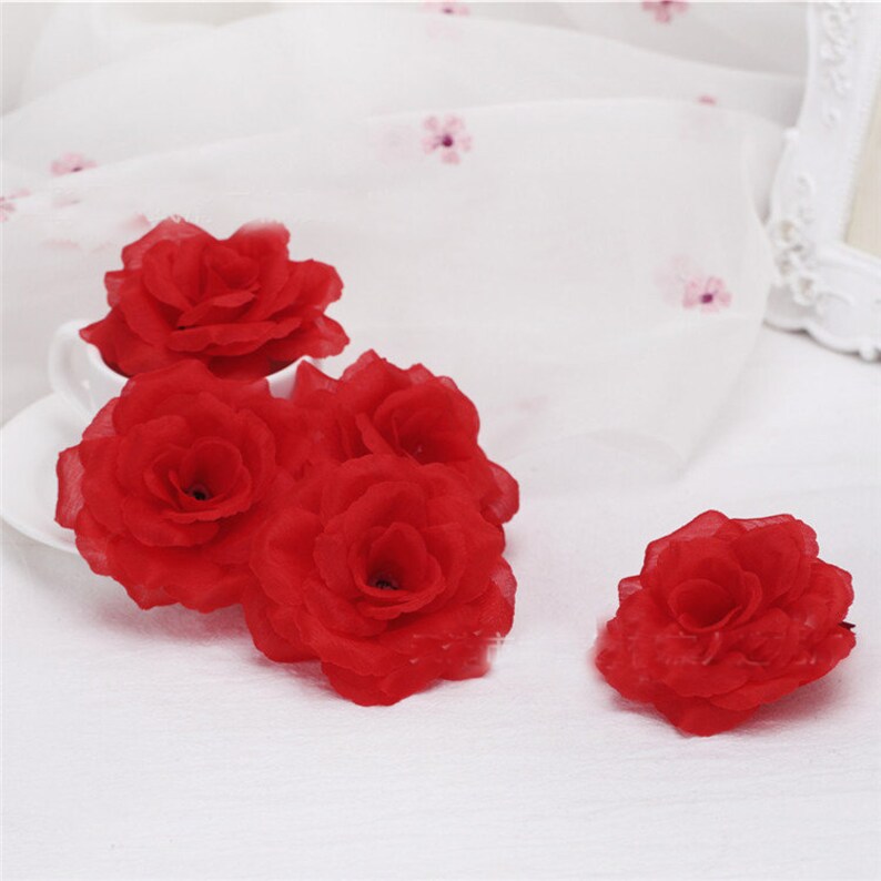 Soie Fleur Heads Bourgogne Fleurs 50pc Qualité En Vrac En Gros Rose Têtes Artificielle Fleurs 8 cm Rose Pour La Décoration De Noce Artisanat image 5