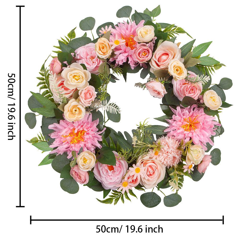 Ghirlanda di fiori artificiali di crisantemo e rosa, ghirlande per porta d' ingresso, decorazione floreale per cortile (20 pollici) - Italia