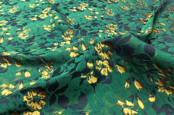 Buy High Grade Green Gold Emboss Solid Floral Brocade Clothing Fabric  Imported Rromantic Flower Pattern Farbic for Dress Skirt Suit Pants Coat  Online in India 