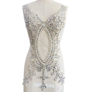Luxurious Rhinestone Appliquéd Beaded Applique Patch, Wedding Bridal Dress Bridal Diamond Applique Formal Dress Accessories