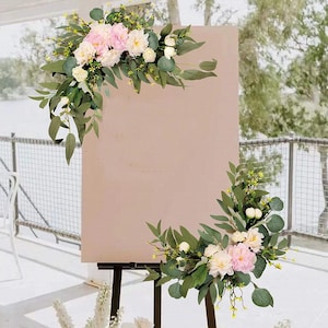 2 Pieces Set Welcome Sign Flower Decoration , Wedding Sign Artificial Flower,Country Wedding Arrangement
