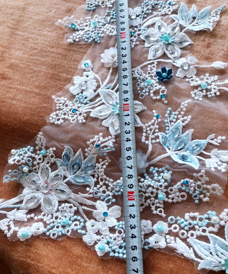 Luxurious Rhinestone Appliquéd Beaded Long Applique Patch, Wedding Bridal Dress Bright Diamond Applique Formal Dress Accessories image 5