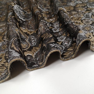 High grade Elegant Gold Line Floral Brocade Clothing Fabric Imported French Flower Pattern Satin Farbic for Dress Skirt Suit Pants Coat image 8