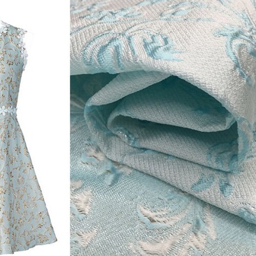 High Grade Blue Luxurious Gold Line Floral Brocade Clothing Etsy