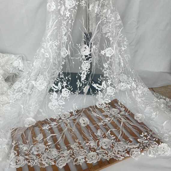 White gauze hotsell flowers embroidered dress