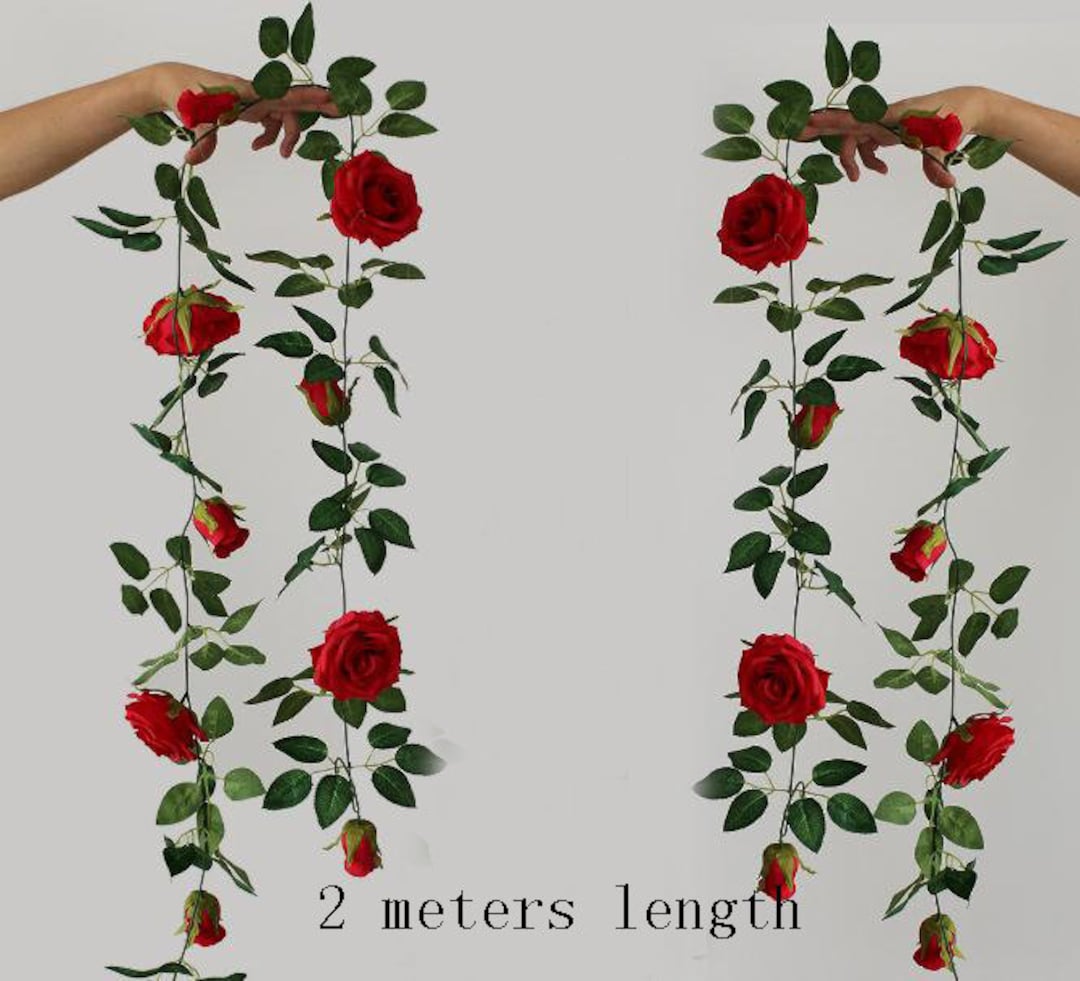Artificial Silk Rose Flower Vine Hanging Decoration for Home Wall Decor
