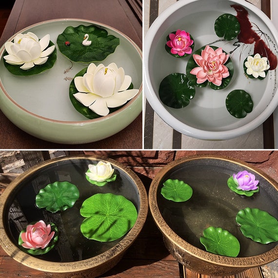 プールに浮かぶ人工蓮、蓮の葉の水槽の装飾、造花と葉 - Etsy 日本