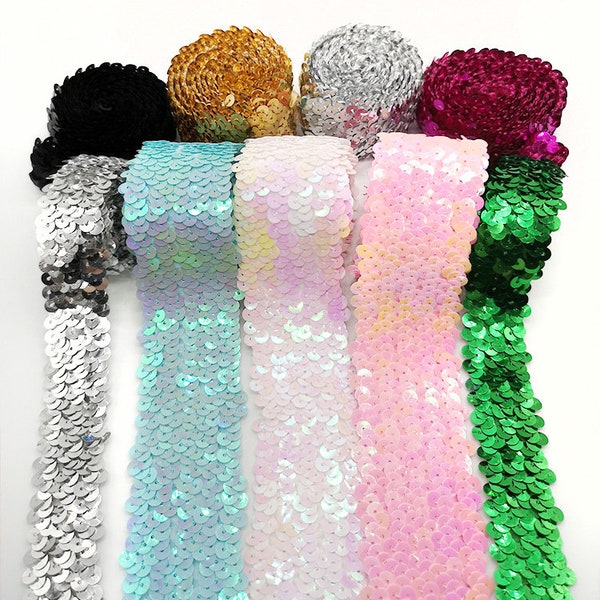 Plusieurs couleurs paillettes élastiques, vêtements de danse bricolage dentelle à sequins, bling costumes vêtements accessoires