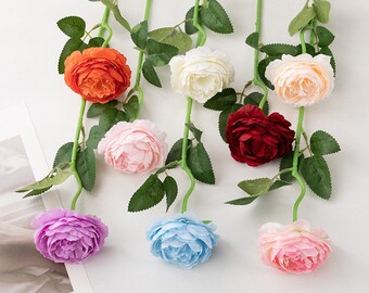 10 steli Mazzi di peonia di fiori artificiali per mazzi da sposa, composizione di centrotavola per matrimoni, decorazioni per la casa di rose finte