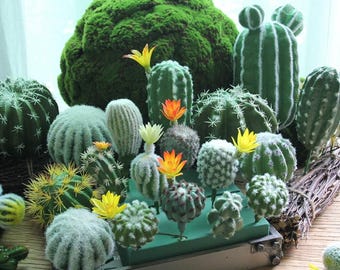 人工ボールサボテン、とげのある砂漠の植物、家庭用トロピカルグリーン