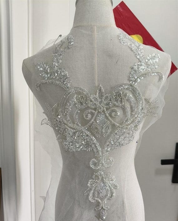 Beaded Embroidery Lace Patch,bridal Dress Back Big Size Sequin Lace  Applique - Etsy