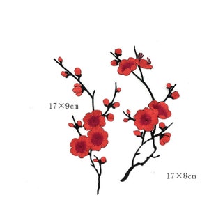 2 pieces set iron-on plum blossom embroidery Applique Patch for clothes ,bag.