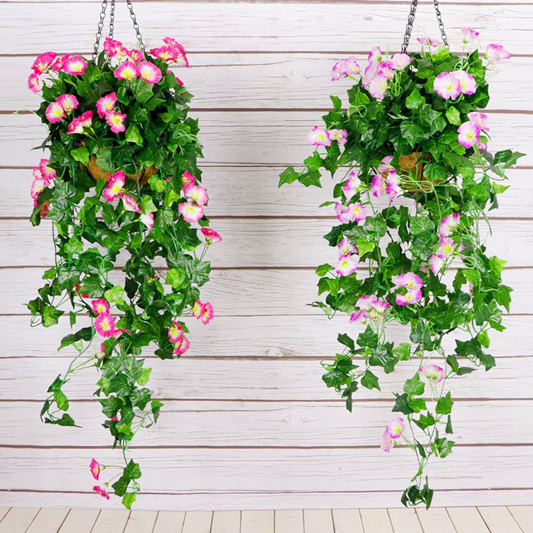 1 Bunch Artificial Morning Glory Fake Flowers Hanging Decor