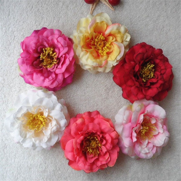 Silk Flower Heads Rose Flowers Quality Bulk Wholesale Rose Heads Artificial Flowers Big Peony For Wedding Party Decor Craft Flower