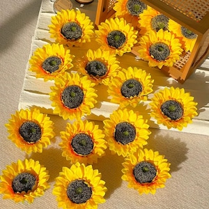 Silk Yellow Flower DIY Handmade Material Flower, Quality Bulk Flower Heads Artificial Flowers Hairpin Flower Headwear Garland Flower