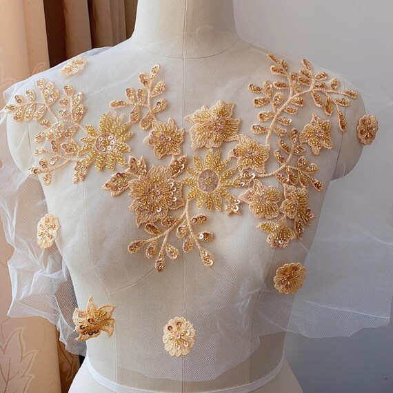 Colorful Beading Flower Embroidery Lace Patch,wedding Dress Sequin Lace  Applique - Etsy