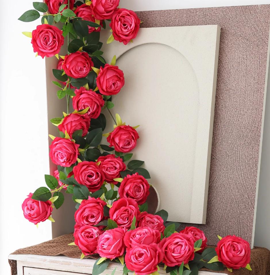 人工バラの花のつる、模造花植物ラタン杖装飾 1.9メートル - Etsy 日本