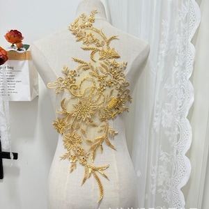 Solide Stickerei Spitze Pailletten Patch, Kostüm Abendkleid Perlen Applikation