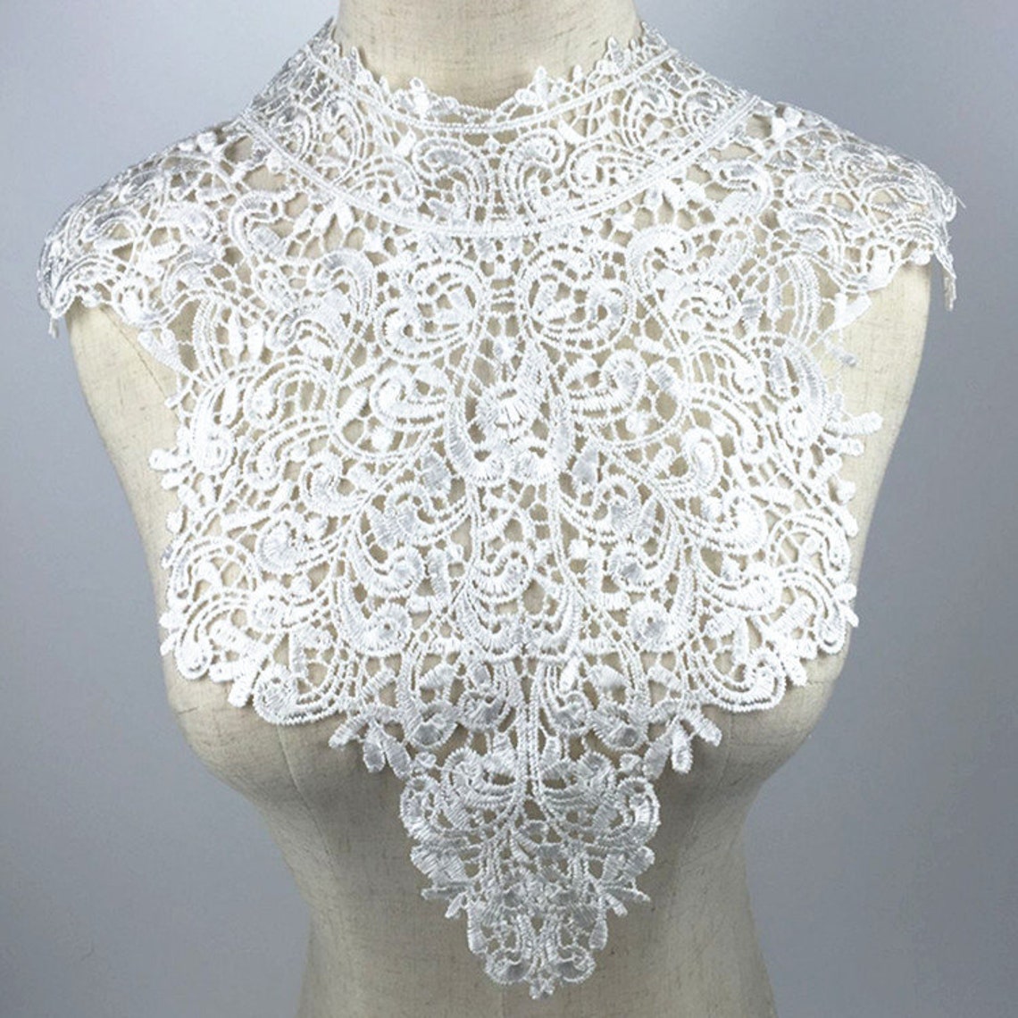 White Embroidery Lace Applique Patchclothes Collar Etsy