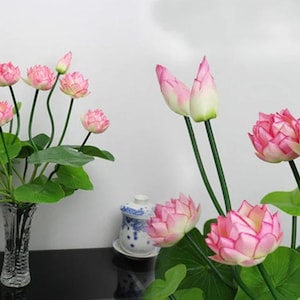 Artificial Pink Lotus Bouquet Flower Arrangement,Fake Silk White Lotus Home Decoration