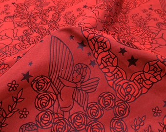 Tessuto per abiti in broccato rosso da 0,5 m, tessuto in raso, motivo floreale morbido Tessuto per abito, gonna, cappotto Larghezza 145 cm