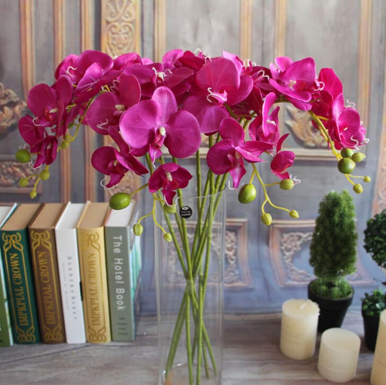 Artificial flower Fake Phalaenopsisfor Bridal Bouquets,Wedding Centerpieces Arrangement,Fake Phalaenopsis Floral Home Decoration,Table Decor