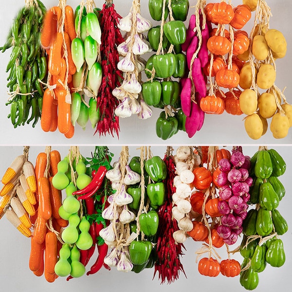 Artificial vegetable string fruit string, corn, pepper, garlic, wall hanging decor fruit shop Farmhouse Hotel Decoration