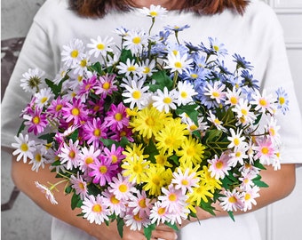 Ramo de margaritas artificiales, arreglo de flores silvestres simuladas, manzanilla falsa