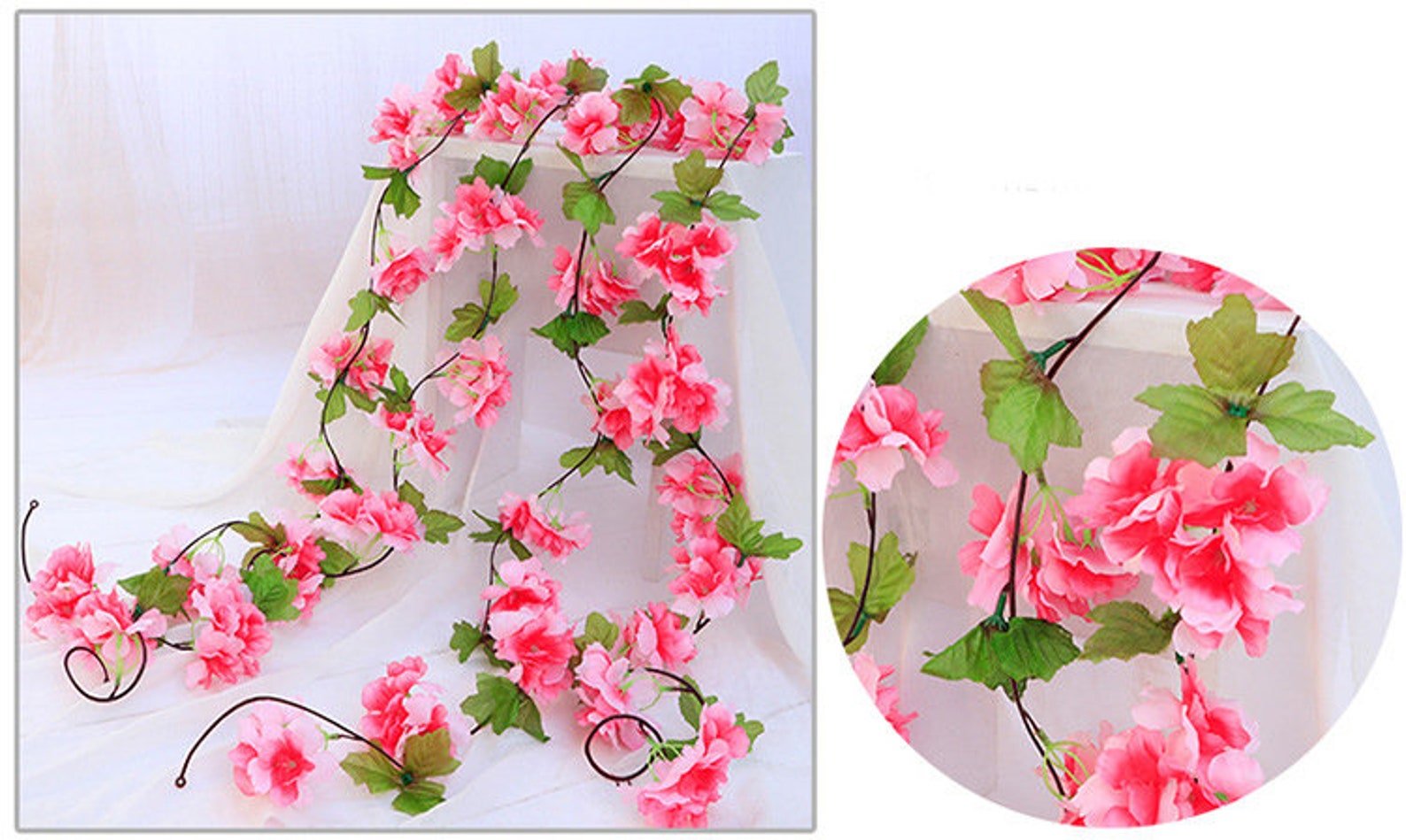 Artificial Silk Cherry Blossoms Flower Vine Hanging Decoration Etsy