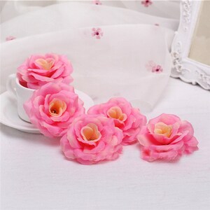 Soie Fleur Heads Bourgogne Fleurs 50pc Qualité En Vrac En Gros Rose Têtes Artificielle Fleurs 8 cm Rose Pour La Décoration De Noce Artisanat image 2