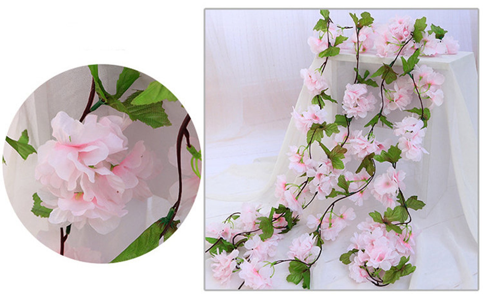 Artificial Silk Cherry Blossoms Flower Vine Hanging Decoration Etsy