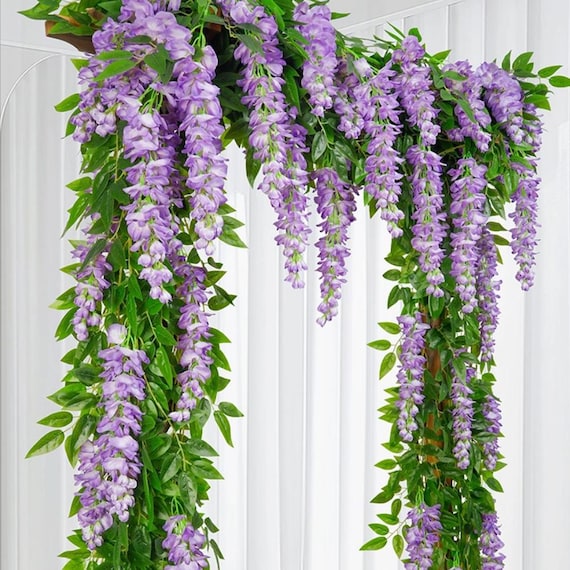 Artificial Wisteria Flower Vine Decoration ,Purple Pink Flower Wedding Centerpieces Arrangement
