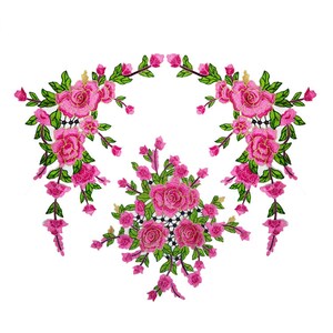 3 pieces Set  Flower Embroidery Clothes Patch,Solid Flower Embroidered Appliques
