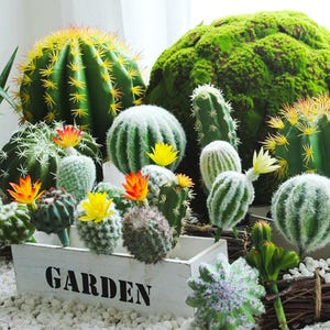 Cactus artificial, decoración de plantas tropicales falsas, bonsái simulado, flores falsas