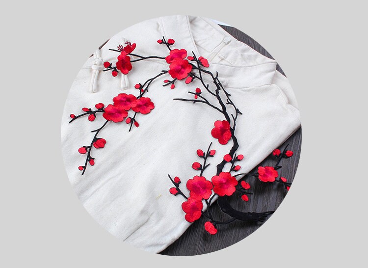 7 Colors Plum Blossom Flower Embroidery Applique Patch,dress Applique