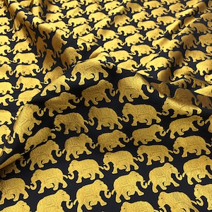 Eleganter Goldlinie Blumenbrokat-Kleidungs-Gewebe-hochwertiger Karikaturelefanten-Muster-Satin-Stoff für Kleid-Rock-Klage-Hosen-Mantel