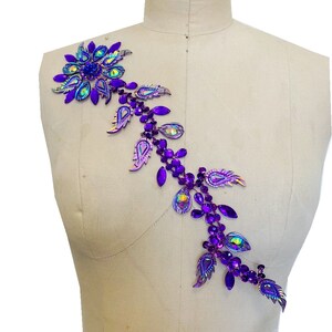 Luxurious Rhinestone Appliquéd Beaded Applique Patch, Wedding Bridal Dress Bright Diamond Applique Prom Dress Accessories