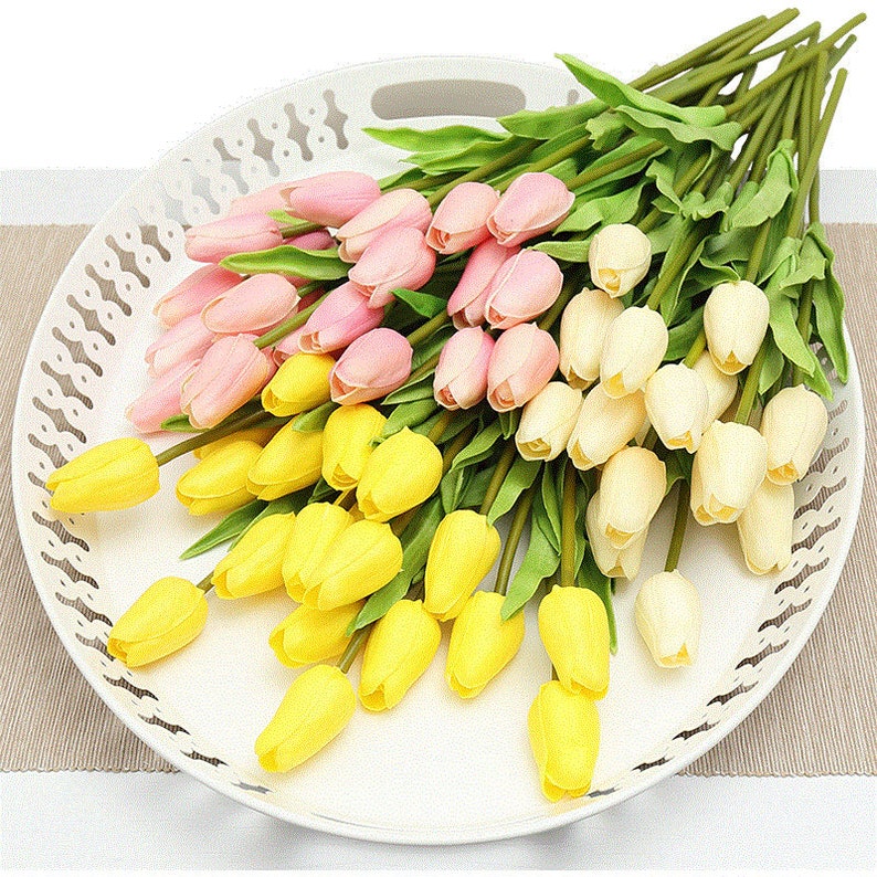 10 Stems Real Touch Artificial Flower Tulip Bouquets for Etsy