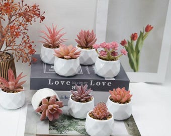 Artificial Flower Fake Plants,Small Succulent Potted Plant Decoration For Living Room,Hotel,Office