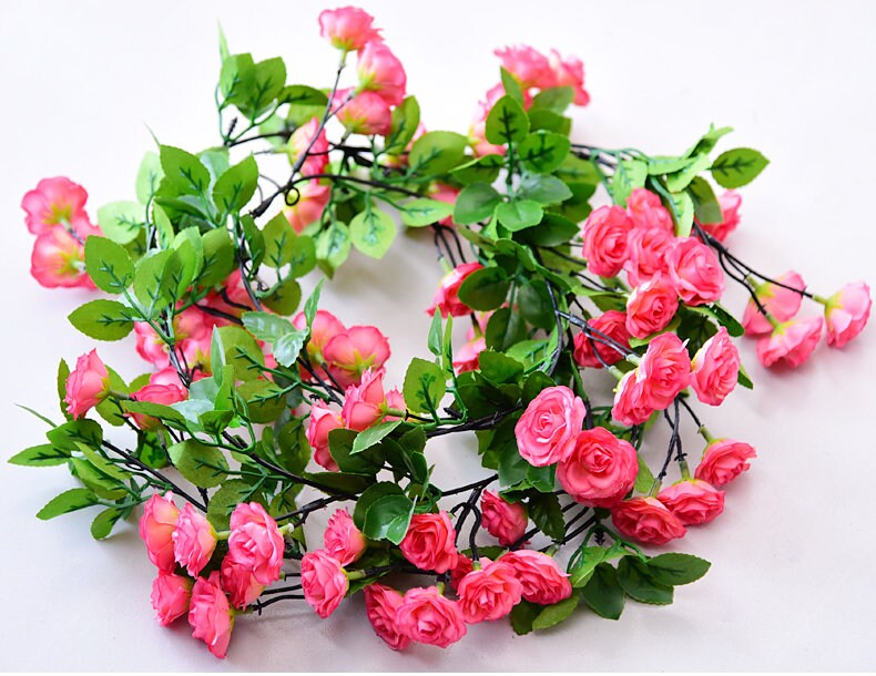 Pink Artificial Rose Vine Hanging Decoration for Home Wall Etsy