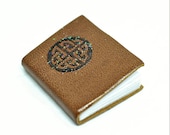 Soft Goat Skin Celtic Knot Journal Miniature Handmade Book, Journal with blank pages, opening dollhouse book decor in 1 12 scale
