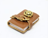 Sunburst Mystical Goat Skin Journal Miniature Handmade Book Journal with blank pages and leather strip closure dollhouse book decor in 1 12