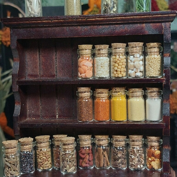Combo Savings Offer BUYING ALL SETS Spice Herbs Grain Seeds and Pods Herbalist Miniature Pantry Dollhouse Witchy Farmhouse Kitchen Decor