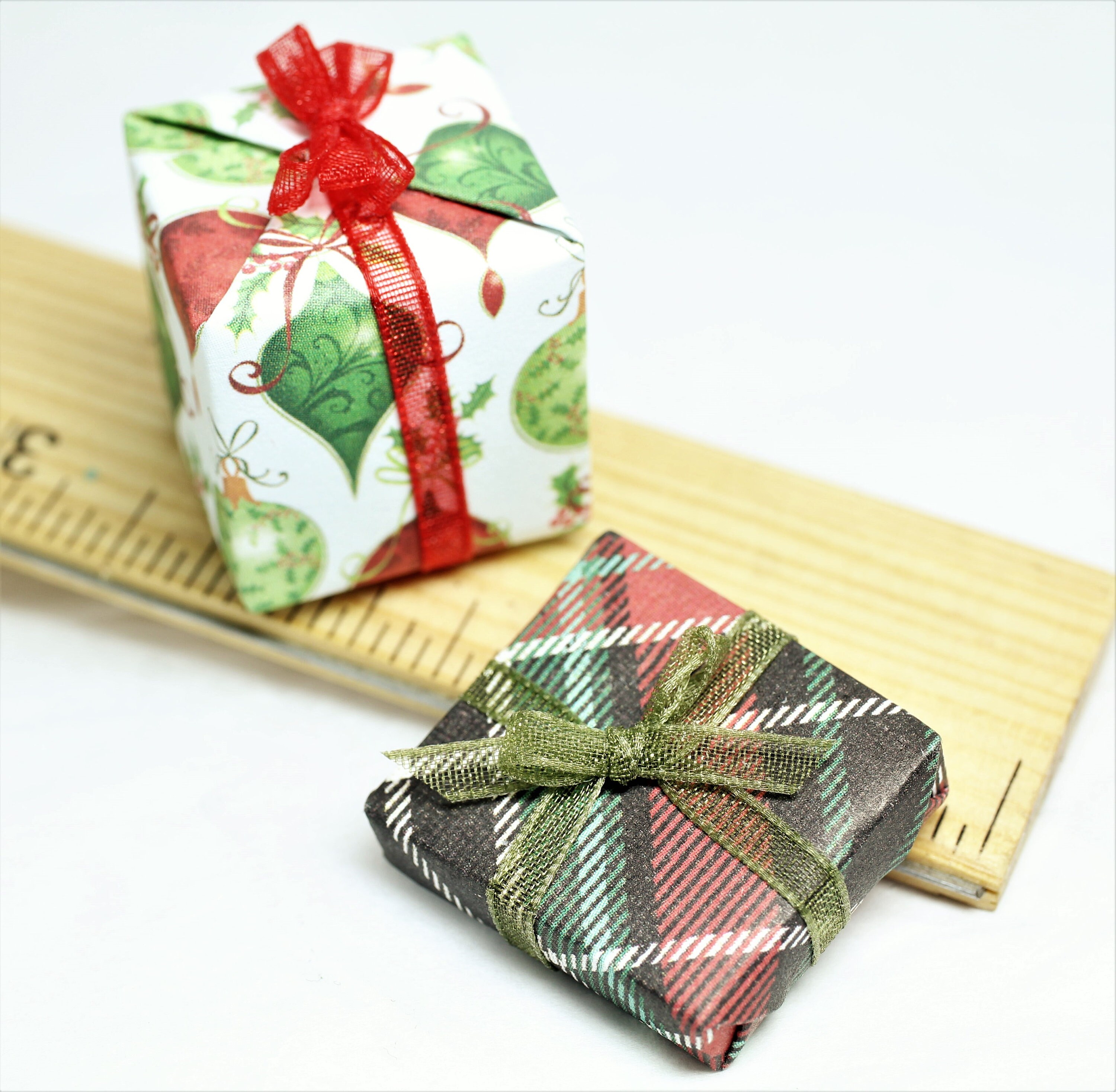 Miniature Dollhouse ~ Set of 12 1/" Foil Wrapped CHRISTMAS Tree Presents Gifts