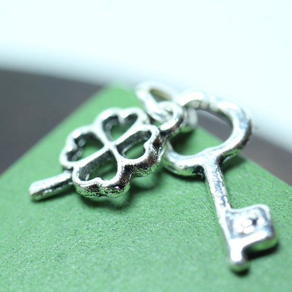 My Lucky Key Mini Skeleton Key Four Leaf Clover Key Fob, Dollhouse Modern Farmhouse or Cottage Core Decor Accessory  My Lucky Key Gift TINY