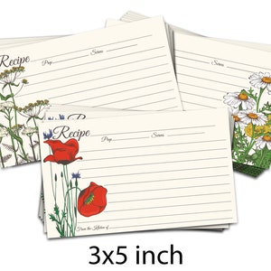 60 Pack 3x5 inch Double Sided Recipe Cards | Blank Vintage Retro Elegant Flower Garden | Wedding Bridal Shower Gift