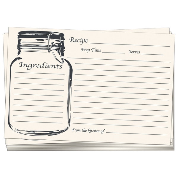 Mason Jar Recipe Cards - Etsy